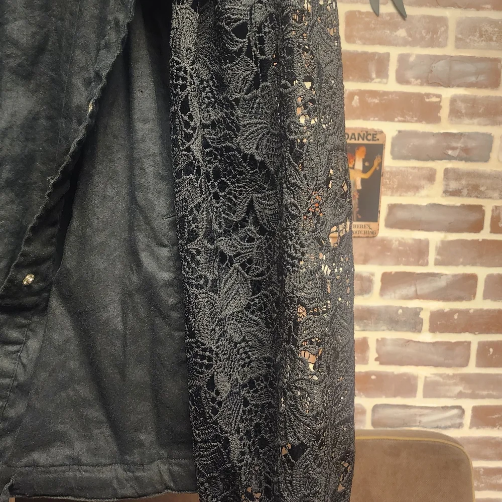 INC International Concepts Black Lace Sleeve Utility Jacket - Picture 3 of 4